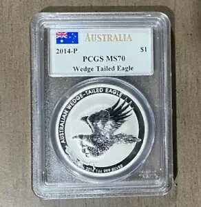 2014 ウェッジオオワシ PCGS 70 署名入り NGC ジョン メルカンティ シルバー 1 オンス