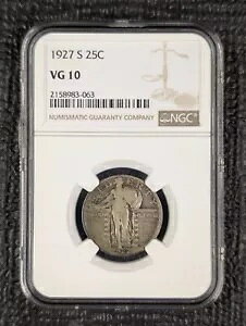 1927-S VG 10 �X�^���f�B���O ���o�e�B �V���o�[ �N�H�[�^�[ - NGC - �f�G�Ȗ��͓I�ȃI���W�i��!