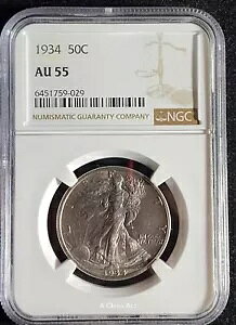 1934-P �E�H�[�L���O ���o�e�B �n�[�t�_���[ NGC AU 55 �f�G�ł��ˁI���Ђ�T5527