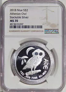 2018 �j�E�G S$2 �A�e�j�A�� �t�N���E NGC MS 70 �X�^�b�J�u�� �V���o�[