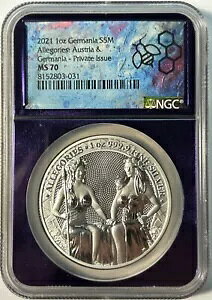 2021 �Q���}�j�A �A���S���[�Y �I�[�X�g���A & �Q���}�j�A 1 �I���X �V���o�[ NGC MS 70 �v���C�x�[�g��