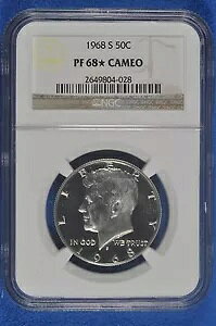 1968 S 40% �V���o�[ �P�l�f�B �n�[�t�_���[ NGC PF 68 �X�^�[ �J���I 40% �V���o�[