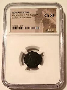 NGC [}鍑 RX^eBkX 1  AD 307-337 AE3/4 BI Nummus Ch XF (D)