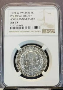 1921 �X�E�F�[�f�� �V���o�[ 2 �N���[�i 2K �����I���R 400 ���N�L�O NGC MS 65 �W�F��