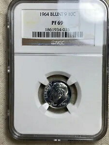 1964 10C �u�����g 9 �V���o�[ �v���[�t ���[�Y�x���g �_�C�� NGC PF 69 �z���C�g �h��
