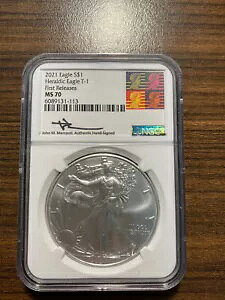 2021 Heraldic Eagle Type 1 American Silver Eagle ASE $1 NGC MS 70 1st [X