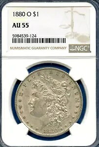 1880 O NGC AU55 ���[�K�� �V���o�[ �_���[ $1 US �~���g ���A �L�[ �f�[�g �R�C�� 1880-O AU-55