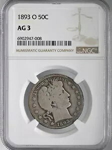 1893-O 50C �o�[�o�[ �V���o�[ �n�[�t�_���[ NGC AG03 #6902947-008