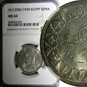 GWvg t@[N Vo[ AH1358 1939 5 sAXg NGC MS63 ~g X^[ KM# 366 (035)