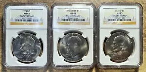 アイゼンハワー ドル 1 ドル ビッグ スカイ ホード NGC MS 65 ロット (1974-D、1976-D T2、1978-D)