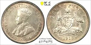 1915 �I�[�X�g�����A �X���[�y���X �n�C�O���[�h ���[�~���g�A�L�[�f�C�g PCGS �O���[�h aUNC 55 #01