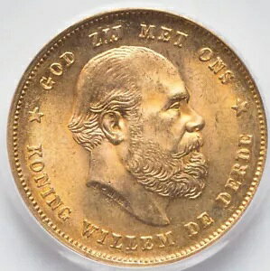 �I�����_: Willem III Gold 10 Gulden 1876 PCGS MS-66�A���g���q�g�~���g�AKM106