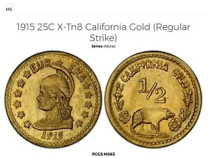 1915�N �J���t�H���j�A �~�l���o �S�[���h 1/2�A�E�F�X�g�̃n�[�g�R�C�� / MS63 PCGS �v���[�g�R�C�� R7