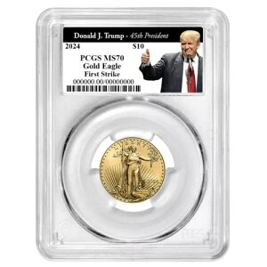 2024 $10 �A�����J�� �S�[���h �C�[�O�� 1/4 �I���X PCGS MS70 FS �g�����v�� 45 ��哝�̃��x��