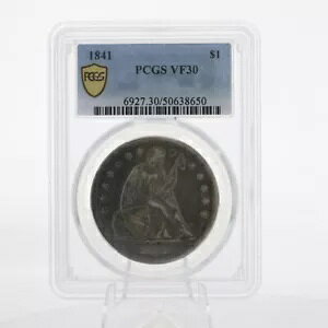 1841 $1 V[ebh oeB 1 h 90% ㎿ PCGS VF 30
