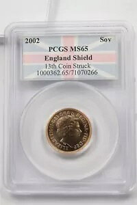 イギリス 2002 ソブリン ゴールド PCGS MS65 イングランド シールド PC1732 コンバイン シッピ