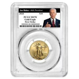 2024 $10 �A�����J�� �S�[���h �C�[�O�� 1/4 �I���X PCGS MS70 FS �o�C�f���� 46 ��哝�̃��x��