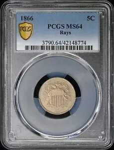 1866 5C CY V[ht jbP W/CY PCGS MS64