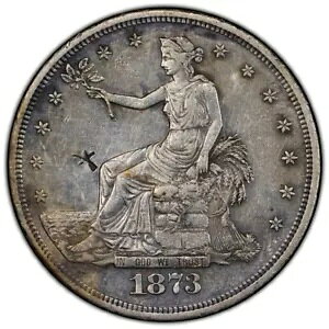 1873-S Trade Dollar PCGS AU �ڍ� Chop Marks �� ���������t