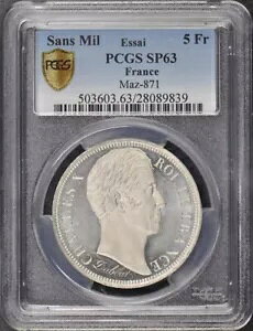 1824 Sans Mil 5 Fr Maz-871 Essai PCGS SP63