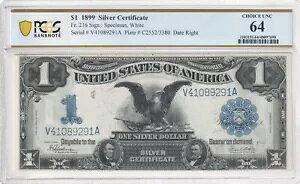 1899 $1 US �V���o�[�ؖ��� - �X�s�[���}���A�z���C�g - ��^���� - PCGS 64