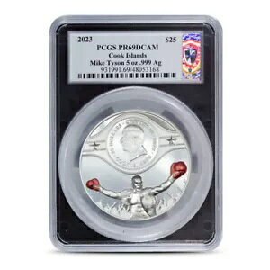 2023 5 オンス クック諸島 シルバー マイク タイソン コイン サイン入り PCGS PR70 DCAM