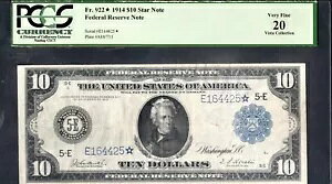 1914 N $10 b`hAMs FR-922* X^[ - PCGS-C VF 20 SN#E164424*