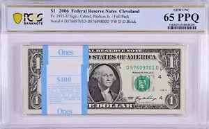 $1 2006 �N���[�u�����h �t���p�b�N BEP 100 �m�[�g PCGS Gem UNC 65 PPQ�AFW D-D�A�t���p�b�N