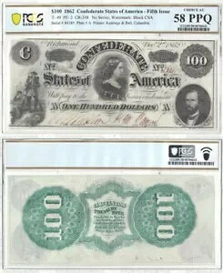 1862 �N $100 ��R���� PCGS Ch AU-58 PPQ T-49