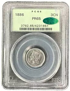 1886 3 �Z���g �j�b�P�� PR65 CAC PCGS �v���[�t��
