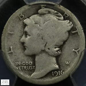 1916 D �}�[�L�����[ �V���o�[ �_�C�� 10C PCGS AG 03 (PQ - �v���~�A���i��)