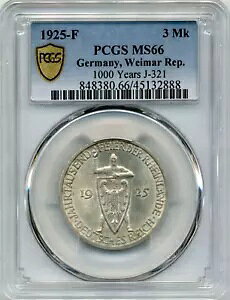 1925-F 3 ���C�q�X�}���N �h�C�c - ���C�}�[�����a�� ���C�������g 1000 �N - PCGS MS66