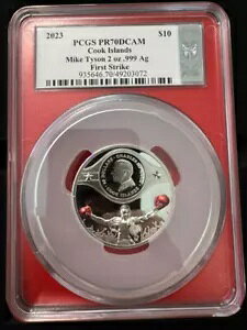ウルトラレア PCGS PR70 DCAM マイク タイソン 2 オンス シルバー コイン ハンドサイン セレブリティ ミント