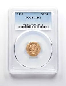 MS62 1915 $2.50 �C���f�B�A�� �w�b�h �S�[���h �N�H�[�^�[ �C�[�O�� PCGS *1700