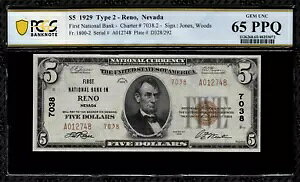 1929�N $5 National Type 2 - �l�o�_�B���m - Fr. 1800-2 ���� 7038 PCGS 65 PPQ