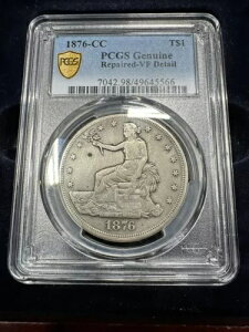 1876-CC 貿易ドル (T$1) PCGS 純正修理済み - VF 詳細