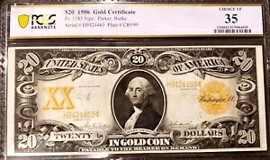 1906 �N $20 �S�[���h�ؖ��� CHOICE VF 35 Fr. 1185