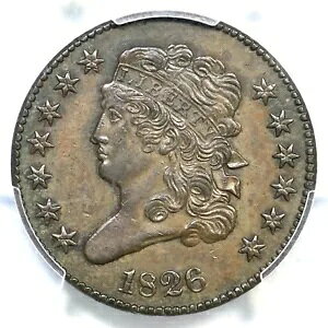 1826 C-2 R-3+ PCGS AU 55 �N���V�b�N �w�b�h �n�[�t �Z���g �R�C�� 1/2c
