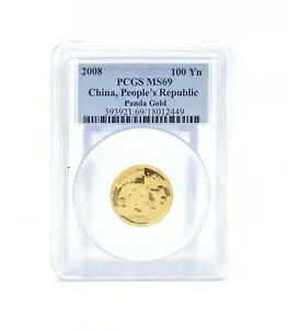 2008 パンダ 100 元 1/4 オンス 金貨 PCGS MS69