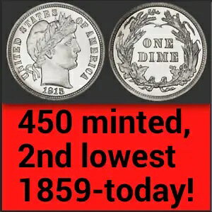 1915 NGC PR64 CMQ ���F! 450 ���� = 2 �ԖڂɒႢ�v���[�t 10c ?? KEY Barber Dime