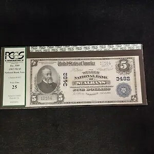 1902 $5 PB Fr-599 �Z���g�I�[���o���Y �o�[�����g�B CH# 3482 PCGS VF25