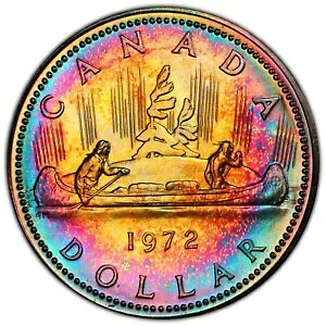 1972 TONED �J�i�_ Voyageur Ag Proof Silver Dollar $1 PCGS SP67 ��ΓI�ȃ����X�^�[!