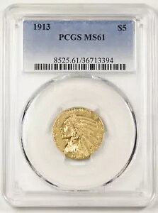 US 1913 (P) $5 CfBA wbh  PCGS MS61 UNC/BU tBftBA