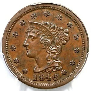 1846 N-19 R-4 PCGS MS 63 BN �X���[�� �f�C�g �҂ݍ��݃w�A ���[�W �Z���g �R�C�� 1c