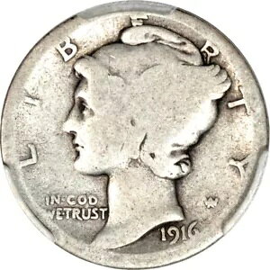 1916-D 10C �}�[�L�����[ �_�C�� PCGS AG03