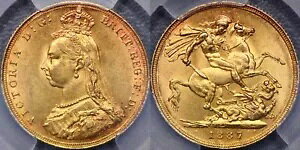 英国 1887 ソブリン - PCGS MS62