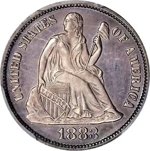 リバティ シーテッド ダイム 1883 PCGS Proof-64!魅力的なニアジェムプルーフ!素敵に引き締まりました!