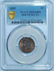 1889 PCGS MS63BN �u���E�� FS-801 DDR �_�u�� �_�u�� �_�C ���o�[�X �C���f�B�A�� �Z���g