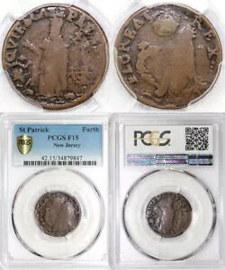 1667-69 ニュージャージー セント・パトリック・ファーシング ブリーン 213a グリフィー 42-5/5a PCGS F 15