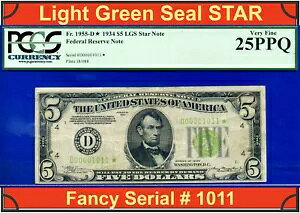 1934 �N $5 �A�M������s�� PCGS 25PPQ ���A 5 ���m�̒�V���A�� �X�^�[ Fr 1955-D*